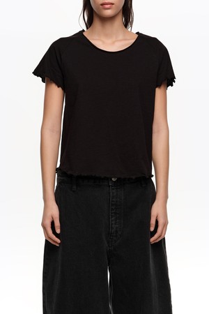 [26SS]빔바이롤라 피티드 래글런 티셔츠 - 블랙 B265AWT009BKB