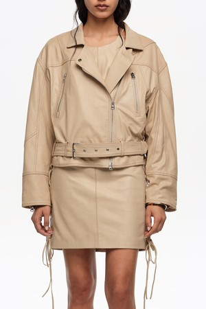 [26SS] 빔바이롤라 가죽 더블 브레스트 재킷 - 아이보리 B265AWL001IVE