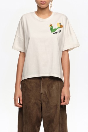 [26SS] 빔바이롤라 자수 로고 티셔츠 - 아이보리 B265AWT005IVB