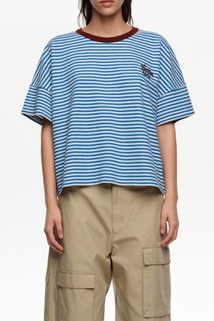 [26SS] 빔바이롤라 스트라이프 컨트라스트 파이핑 티셔츠 - 블루 B265AWT014BLB