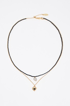 [26SS] 빔바이롤라 더블 크리스탈 펄 네크리스 -  블랙 B265AIU020BKF