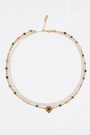 [26SS] 빔바이롤라 하트로고 트리플 스톤 네크리스 - 아이보리 B265AIU021IVF