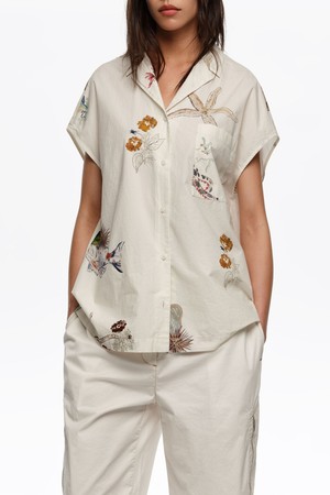 [26SS] 빔바이롤라 시베드 코튼 케이프 셔츠 - 화이트 B265AWB012WHB