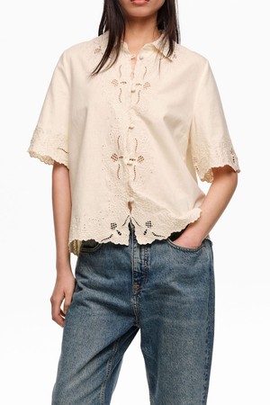 [26SS] 빔바이롤라 린넨 코튼 엠브로이드 셔츠 - 베이지 B265AWB015BEB