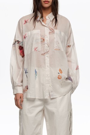 [26SS] 빔바이롤라 시베드 코튼 오버사이즈 셔츠 - 화이트 B265AWB009WHB