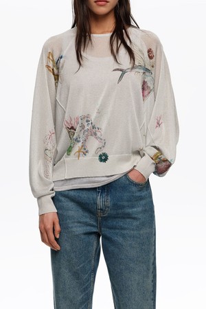 [26SS] 빔바이롤라 시베드 루렉스 배트 윙 슬리브 스웨터 - 화이트 B265AWK005WHB