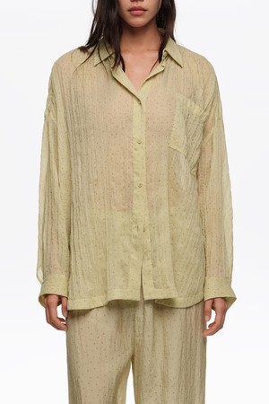 [26SS] 빔바이롤라 올리브 미니 도트 오버사이즈 셔츠 - 올리브 B265AWB002OLB