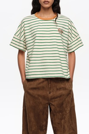[26SS] 빔바이롤라 스트라이프 컨트라스트 파이핑 티셔츠 - 그린 B265AWT015GNB