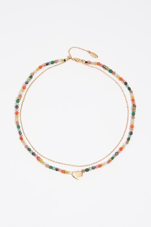 [26SS]빔바이롤라 하트 앤 스톤 더블 네크리스 - 그린 B265AIU022GNF