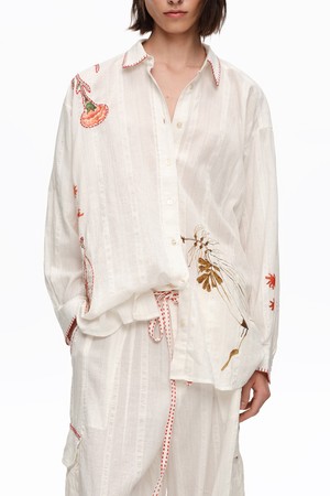 [26SS]빔바이롤라 코튼 스티칭 프린트 셔츠 - 아이보리 B265AWB010IVB