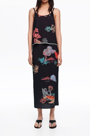 [26SS]빔바이롤라 터틀 링클드 미디 스커트 - 블랙 B265AWS010BKB