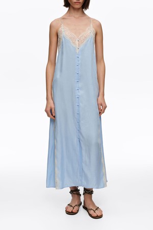 [26SS]빔바이롤라 컨트라스트 레이스 트림 슬립 드레스 - 블루 B265AWO011BLB