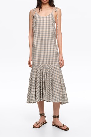 [26SS]빔바이롤라 체크 스트래피 드레스 - 블루 B265AWO013BLB