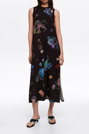 [26SS]빔바이롤라 시배드 플로잉 슬리브리스 티셔츠 드레스 - 블랙 B265AWO015BKB