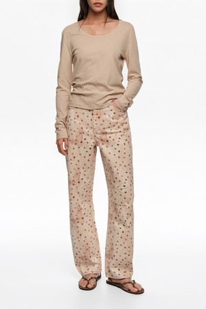 [26SS]빔바이롤라 배럴 핏 워터컬러 도트 데님 트라우저 - 브라운 B265AWN008BRA