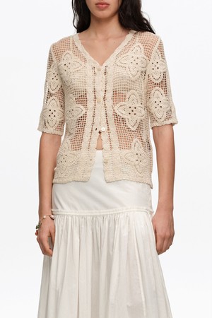 [26SS] 빔바이롤라 샌드 오픈워크 니트 가디건 - 베이지 B265AWG010BEB