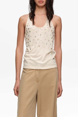 [26SS] 빔바이롤라 진주 조각 디테일 탑 - 베이지 B265AWT035BEB