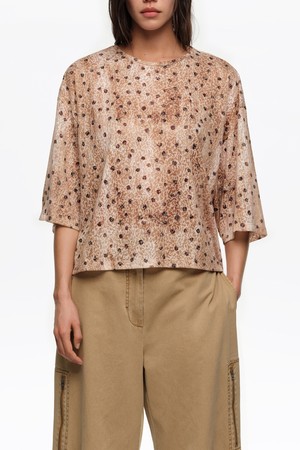 [26SS] 빔바이롤라 도트 박시 데보레 티셔츠 - 브라운 B265AWT045BRB