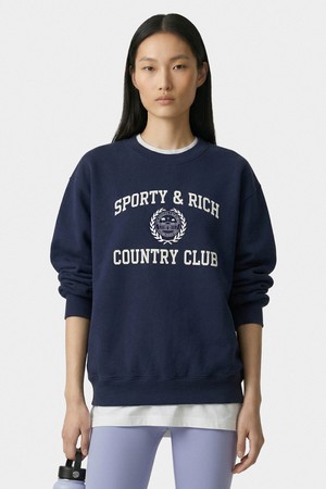 [공식] 스포티앤리치 바시티 크레스트 크루넥 남여공용 네이비 R265AUW005_NAVY-a