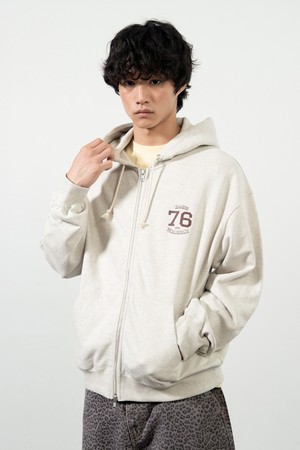 [Unisex] Basic Zip-Up Hoodie_Oatmeal [KR265PUW421]