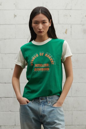 [Women] Arch Logo Combi Tee_Green [KR265PWT452]
