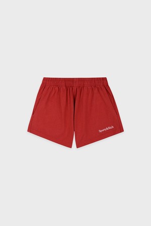 [공식] 스포티앤리치 세리프 로고 자수 디스코 쇼츠 - 페이디드 멀로 R265AW7007_RED-a