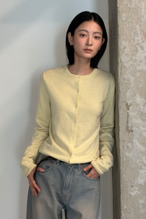 [Women] Lambswool Knit Cardigan_Soft Lemon [KR266PWG903]