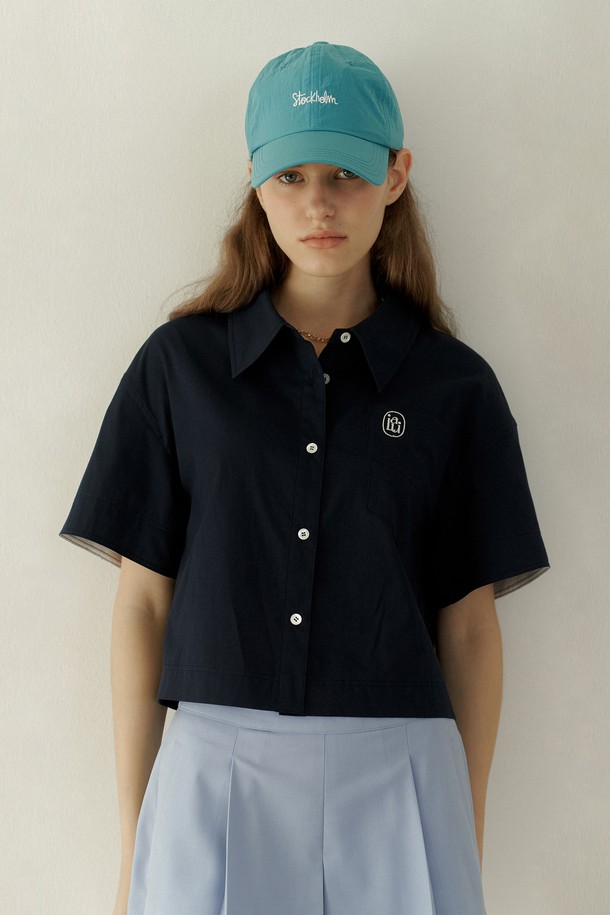 IULAI - 셔츠 - Robas crop shirt Navy