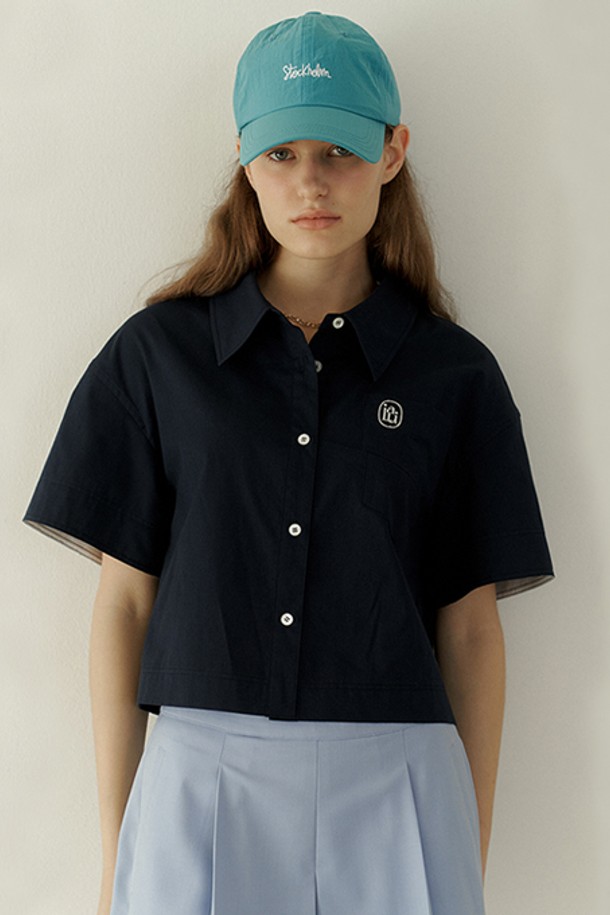 IULAI - 셔츠 - Robas crop shirt Navy