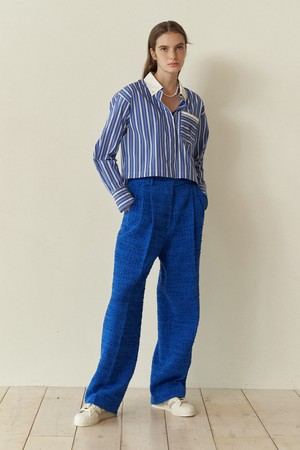 Letteer tweed pants Blue