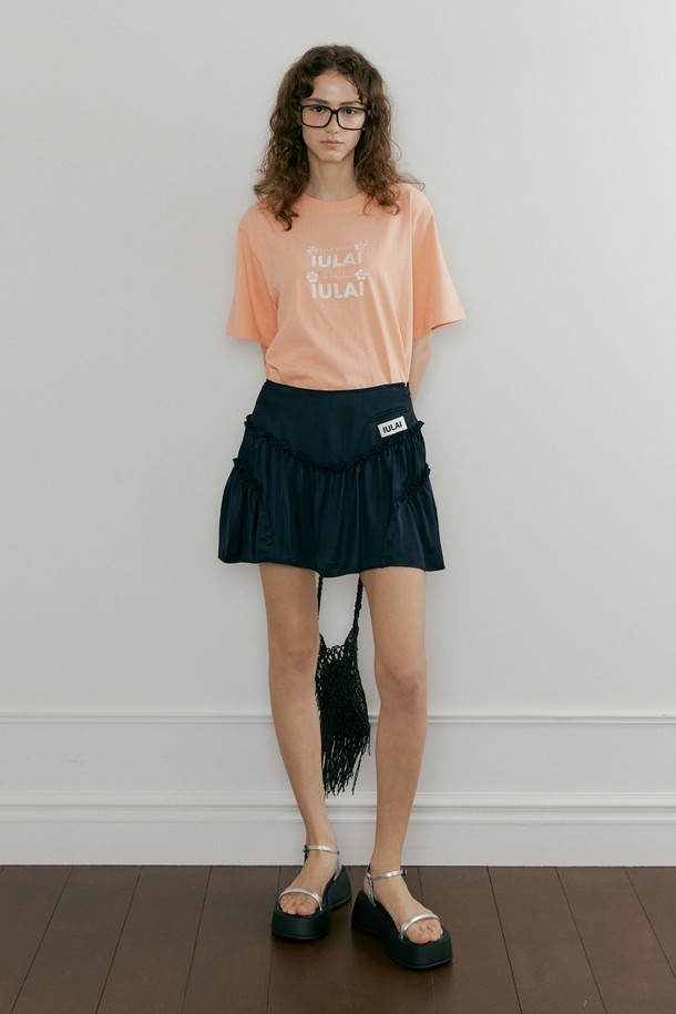 IULAI - 미니스커트 - Brownie shatin skirt Navy