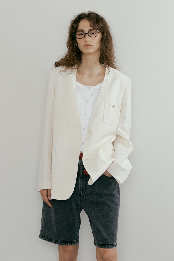 IULAI - 자켓 - Paper jacket Natural ivory