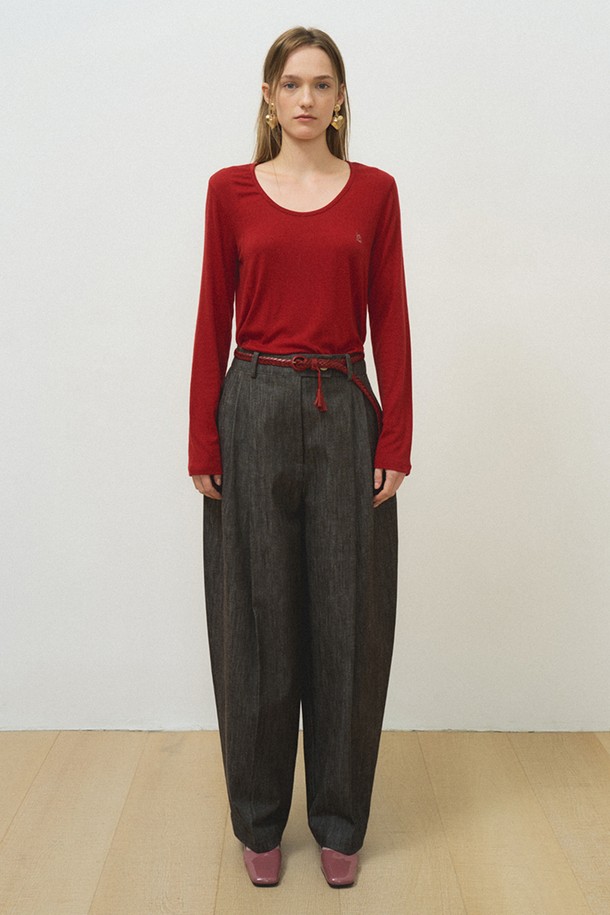 IULAI - 롱/미디팬츠 - Pumpkin low slacks Ash brown