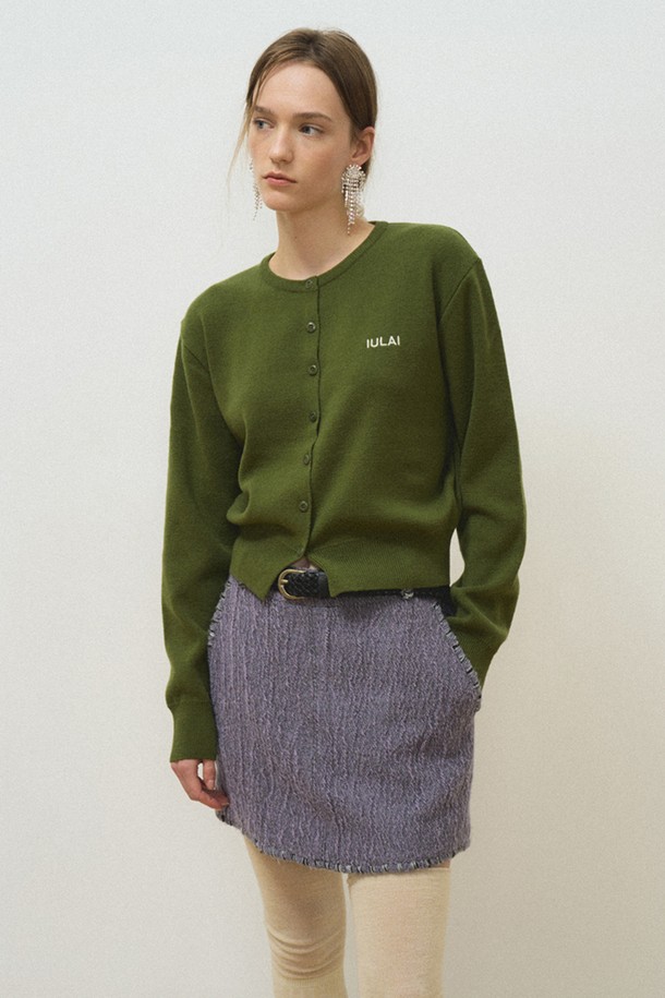 IULAI - 가디건 - Mild still cardigan Olive green