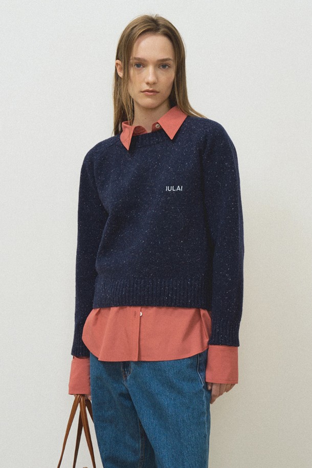 IULAI - 스웨터 - Popcorn teddy pullover Navy