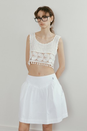 Chrochet leaf vest White