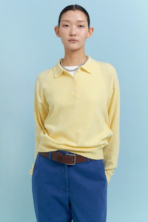 Furring collar knit Yellow