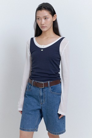 Nu henley neck T White