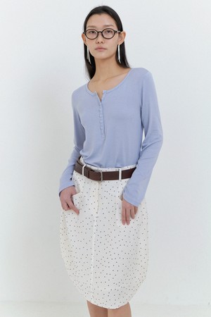 Nu henley neck T Mist blue