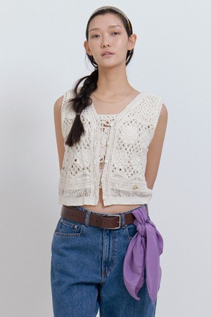 Rhapsody crochet vest Natural beige
