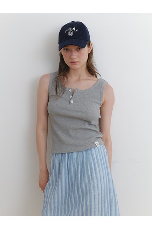 Waffle sleeveless T Melange grey