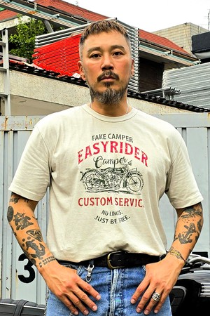 피그먼트 모토그래픽 반팔 티셔츠 [BEIGE]