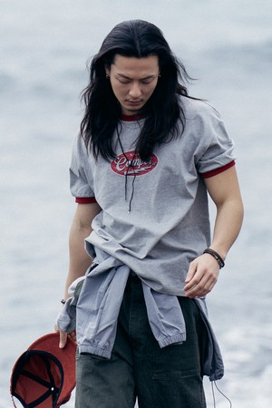 크랙 써클 링거 티셔츠 [M/GREY]