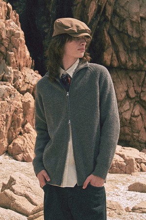 베이직 집업 니트 [GRAY]