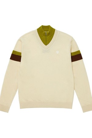 스트라이프 배색 하프 집업 스웨터_PMSW3F0001_IV_IVORY-a