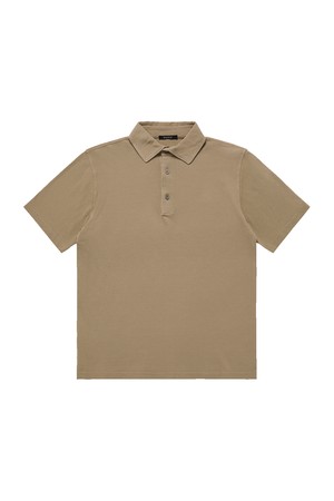 면 스트레치 버튼 칼라 티셔츠_BMTS4ZZR01_W2_BROWN-a