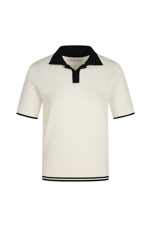 카라배색 로고조직 니트 (WOMEN)_PWSW6B0002_IV_IVORY-a