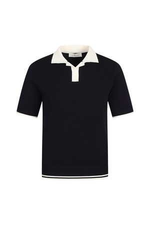 카라배색 로고조직 니트 (WOMEN)_PWSW6B0002_N2_NAVY-a