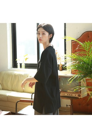 에디 오버핏 반팔티셔츠 블랙 KJST2189