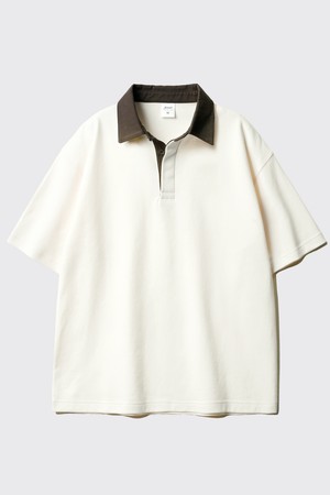 워크 오버핏 카라 반팔티셔츠 크림 SOST2568